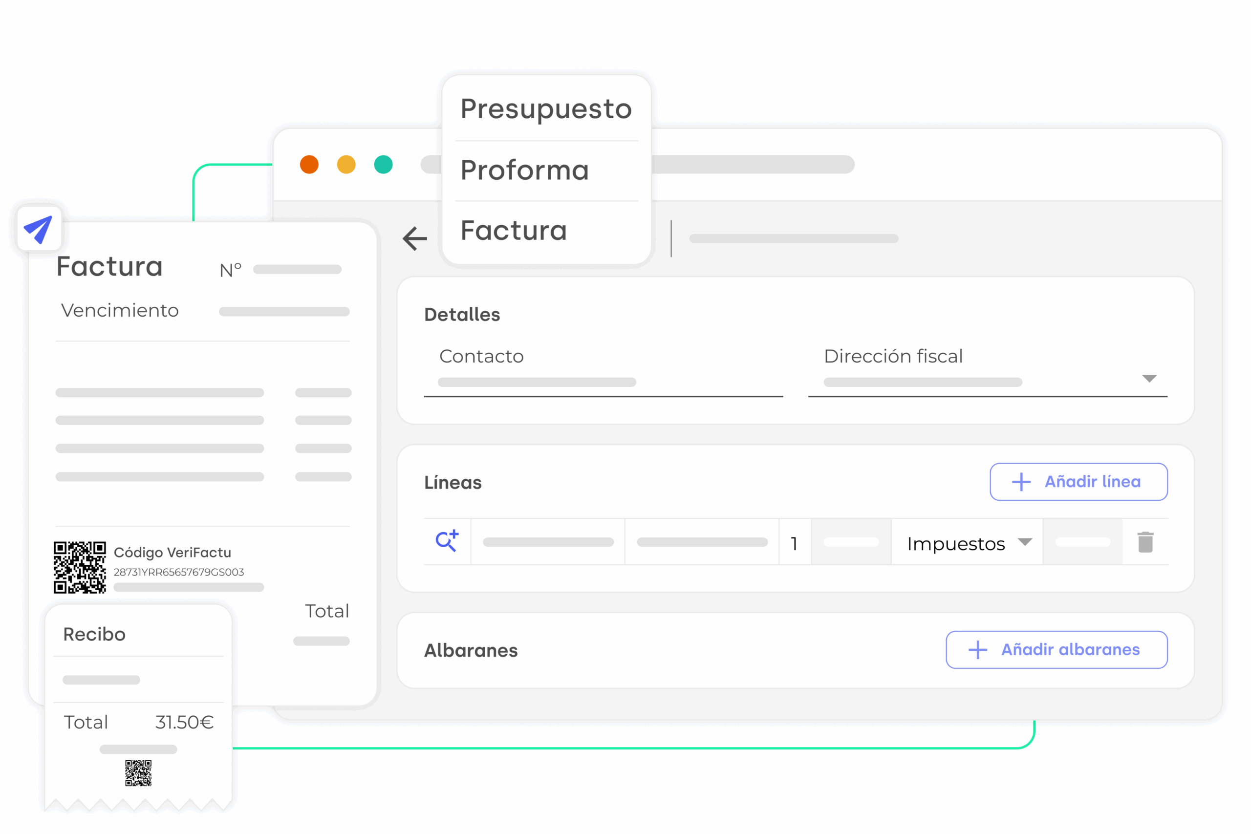 Interfaz software Stockagile para crear fácilmente facturas a clientes
