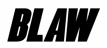 Logotipo de la marca de ropa Blaw en color negro.